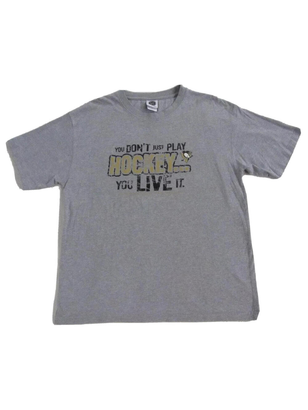 NHL Pittsburgh Penguins Men's Gray "Don't Just Play Live It" T Shirt - XL